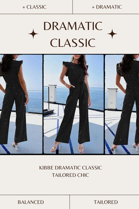 BTFBM Women Jumpsuits Crew Neck Ruffle Cap Sleeve Belted High Waist Wide Leg Romper with Pockets One Piece Casual Outfits Perfect for a Kibbe Dramatic Classic Outfit!    Kibbe Dramatic Classic Body Type. Tailored Chic. Symmetrical. Balanced. Tailored. Classic. Sharp. Triangle. Moderation. Yin + Yang.   This Womens Jumpsuits Is Made Of Soft And Comfy Material, Moderate Thickness Prevents See Through Problem While Ensures A Breathable And Comfortable Wear Experience For Spring, Summer. Dramatic Classic Casual, Dramatic Classic Casual Outfits, Kibbe Dramatic Classic, Tailored Chic, Kibbe Dramatic, Dramatic Classic, Womens Jumpsuits, Wide Leg Romper, Classic Outfit