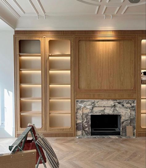 Built In Bookcases, Ashley Stark, Millwork Details, Living Room Built Ins, Built In Cabinet, Classic Interior Design, Fireplace Design, Formal Living Rooms, Closet Design