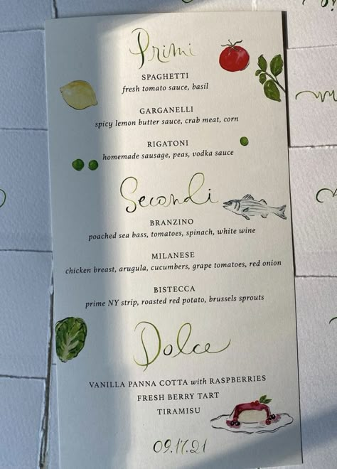 Italian Welcome Dinner, Dinner Party Menu Aesthetic, Wedding Menu Italian, Dinner Party Menu Design Aesthetic, Italian Dinner Invitations, Italian Dinner Party Invite, Italian Dinner Party Invitations, Italian Inspired Wedding Invitations, Italian Rehearsal Dinner Ideas