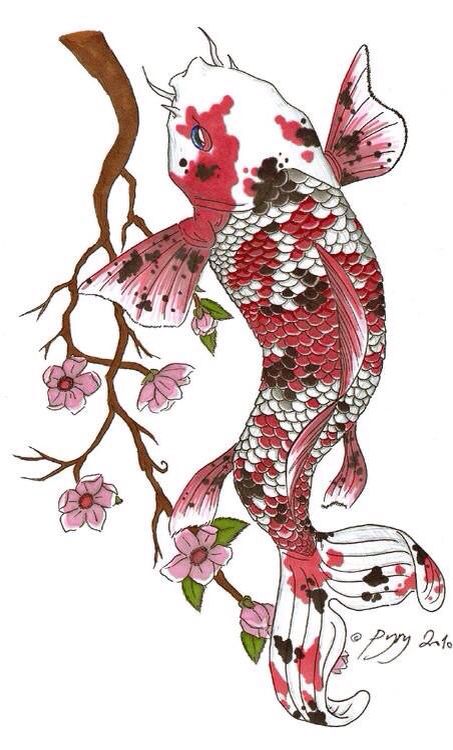 Cherry blossom and koi fish tattoo idea Pez Koi Tattoo, Dragon Koi Fish, Tattoo Koi, Karp Koi, Japanese Koi Fish Tattoo, Koi Tattoo Design, Koi Fish Drawing, Kunst Tattoos, Koi Art