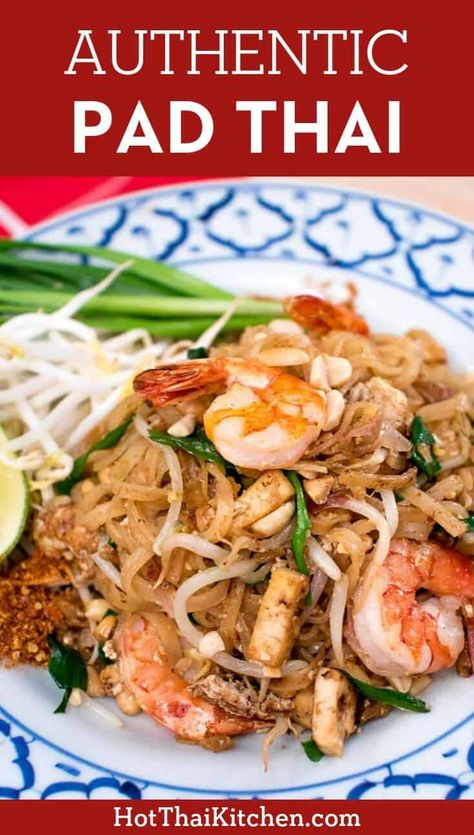 This is pad thai at its best. This recipe is the most authentic, unadulterated version, with no compromises. Just like the best one you can find in Thailand. It's also gluten free! Authentic Pad Thai Recipe, Pad Thai Recipe Authentic, Hot Thai Kitchen, Thai Recipes Authentic, Vegan Pad Thai, Pad Thai Sauce, Pad Thai Noodles, Thai Food Recipes, Thai Kitchen