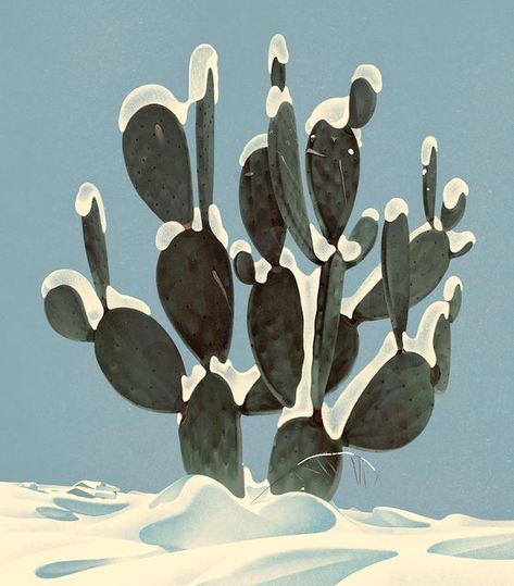 Karolis Strautniekas, Drawing Cactus, Desert Snow, Snow Illustration, Cactus Illustration, Frame By Frame Animation, Creative Review, Illustration Portfolio, Desert Art