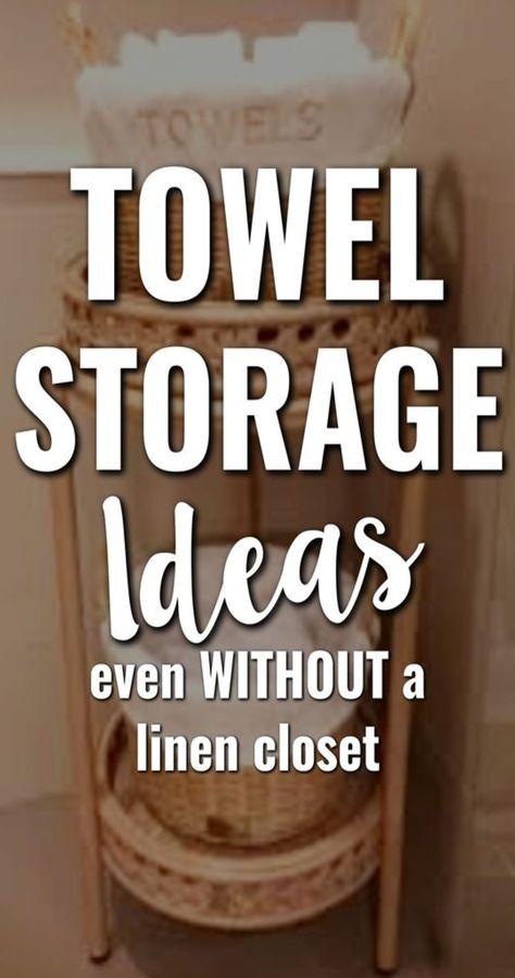 Linen Storage Ideas Without Closet – No linen closet SOLUTIONS for linen storage without a linen closet No Linen Closet Solutions, Towel Storage Small Bathroom, No Linen Closet, Linen Storage Ideas, Cozy Bathroom Decor, Bathroom Towel Storage Ideas, Storage Ideas For Small Bathrooms, Towel Storage Ideas, Cheap Bathroom Storage