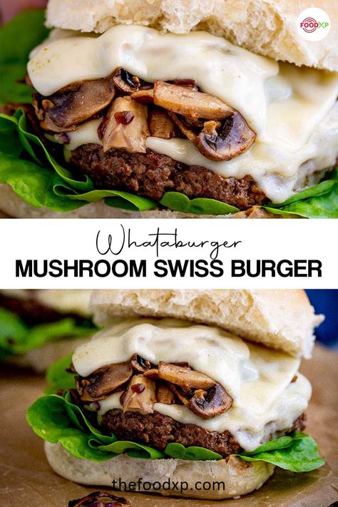 Whataburger Mushroom Swiss Burger Sauce, Mushroom Sauce For Hamburgers, Swiss Mushroom Burger Recipes, Mushroom Swiss Burger Sauce, Mushroom Sauce For Burgers, Mushroom And Swiss Burger, Mushroom Patties, Mushroom And Swiss, Swiss Burger