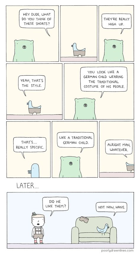 Poorly Drawn Lines, The Awkward Yeti, Funny Animal Comics, Sarcastic Humor, Look Here, Bones Funny, Makes Me Laugh, Comic Strip, Funny Comics