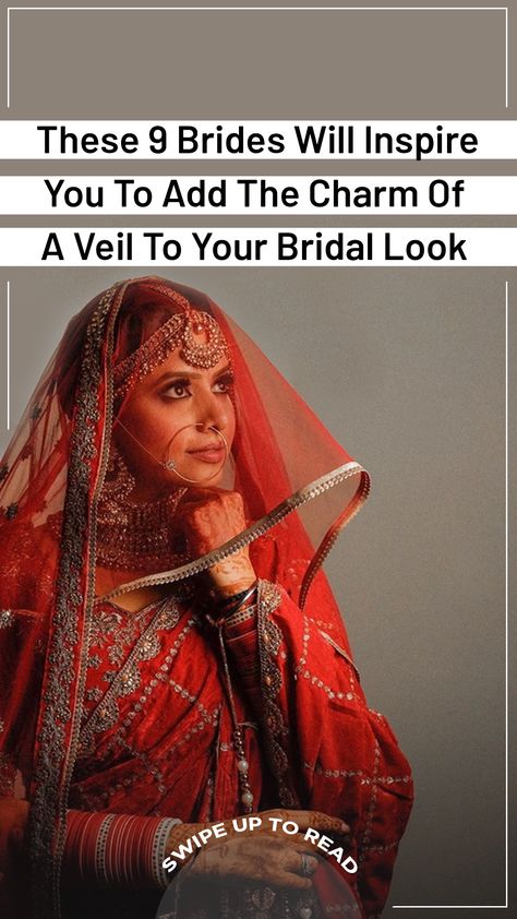 Saree Veil Indian Bridal, Wedding Veils Indian, Saree With Veil Indian Weddings, Indian Bride Looks Inspiration, Indian Bride With Veil, Indian Veil Bridal, Wedding Saree With Veil, Veil Designs Wedding, Indian Bride Veil