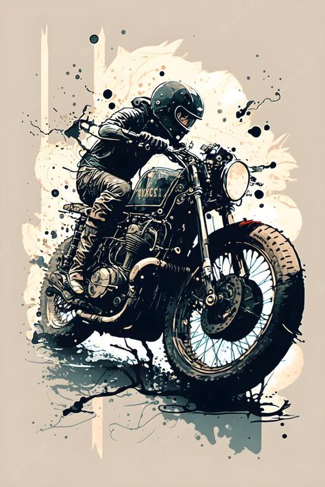 Premium Photo | Vintage motorcycle illustration Vintage Motorcycle Art Design, Motorcycle Art Wallpaper, Motorbike Illustration, Vintage Motorcycle Art, Art Moto, Motorcycle Art Painting, Moto Wallpapers, Moto Scrambler, Motorbike Art