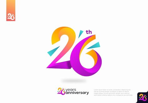 Number 26 logo icon design, 26th birthda... | Premium Vector #Freepik #vector #20-logo #20th #number-logo #20-years 26 Logo Design Number, 26th Anniversary, Birthday Logo, Number Logo, Logo Icon Design, 26th Birthday, Logo Number, Logo Icon, Logo Design Creative