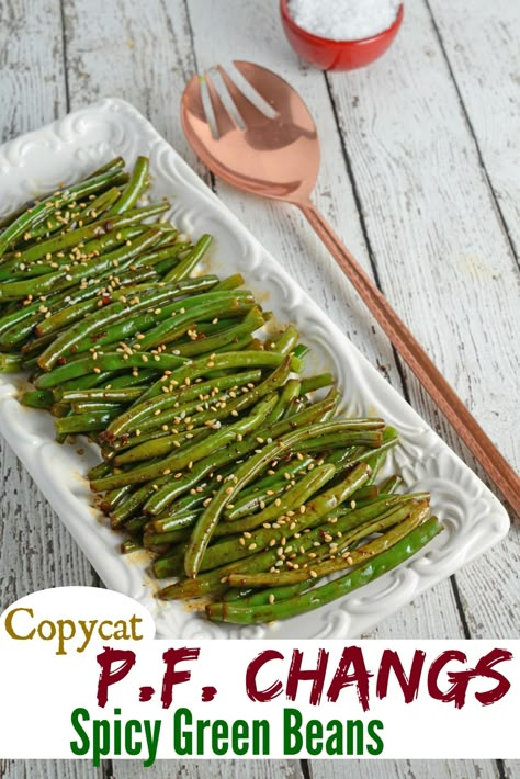 Asian Beans, Spicy Green Beans Recipe, Spicy Green Bean Recipes, Good Green Bean Recipe, Spicy Green Beans, Pf Chang, Asian Side Dishes, Beans Recipes, Green Beans Recipe