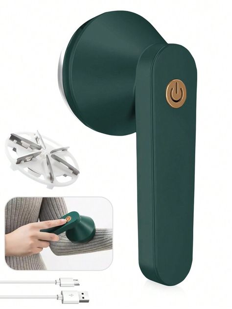 1pc Rechargeable & Portable Electric Lint Remover, Fabric Shaver, Effectively And Quickly Remove Fuzz, Pills, And Lint From Furniture, Carpet, Clothes( Green ) | SHEIN USA Clothes Green, Electric Lint Remover, Lint Rollers, Fabric Shaver, Lint Remover, Roller Brush, Happy Shopping, Carpet, Collar