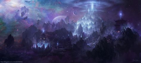 Sociolatte: Castle in the sky under moonlight by Ling Xiang R Wallpaper, Artistic Pictures, Desktop Wallpaper Art, Galaxy Pictures, Digital Art Gallery, Environment Art, Castle In The Sky, Concept Ships, Fantasy Setting