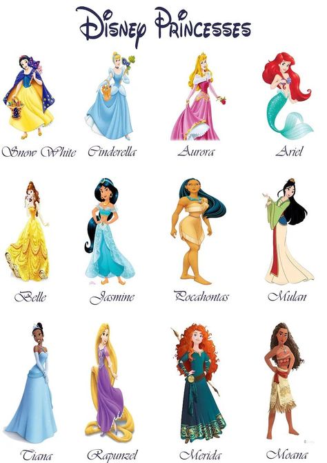 Beauty Princess Disney, Disney Princess With Names, Disney Princess Dresses Cartoon, Disney Princess Images Pictures, Prinssece Disney, Disney Princesses List, All Princess Disney, Disney Princess Dresses Drawings, Disney Princess Inspired Dresses