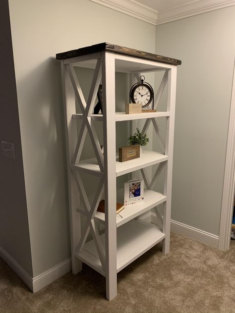 Bookshelves Farmhouse Style, Modern Farmhouse Bookshelf, Farmhouse Bookcase, Rustic Bookshelves, White Shelving Unit, Farmhouse Bookcases, Farmhouse Bookshelf, Office Bookshelf, Rustic Bookshelf