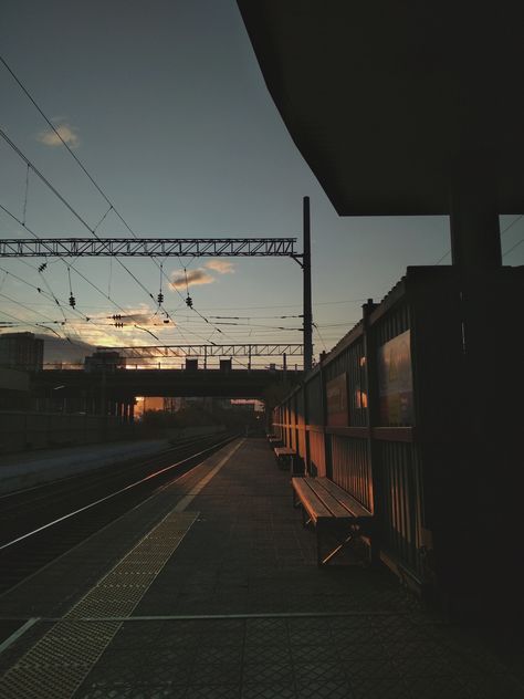 Sunset at the railway station Railway Station Aesthetic, Railway Aesthetic, Nova Launcher, Character Pictures, Cartoon Character Pictures, Night Aesthetic, Railway Station, Art Beautiful, Train Station