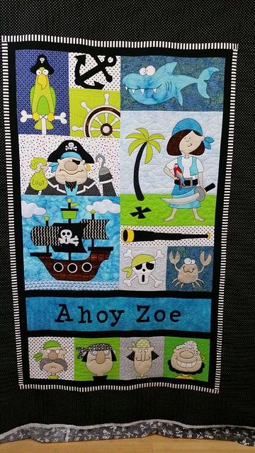 Two of Three Pirate Quilts - Quilt Pictures, Patterns & Inspiration... - APQS Forums Pirate Quilt, Quirky Quilts, Pirate Nursery, Pirate Ideas, Kid Quilts Patterns, Quilt Pictures, Quilting Applique, Boys Quilt Patterns, Pirate Room