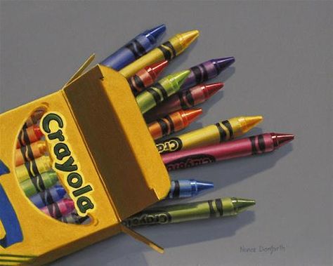 Crayons Painting, Crayon Box Drawing, Wax Crayons Drawing, Still Life With Crayons, Box Of Crayons Drawing, Painting Of Crayons, Crayons Pictures, Box Of Crayons, Crayola Box