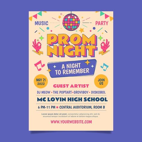 School Graphics Design, Poster For Event Ideas, Prom Poster Ideas Graphic Design, Fun Poster Design Creative, Prom Posters Ideas, Cute Event Poster, School Event Poster Design, Event Infographic Design, Fun Event Poster