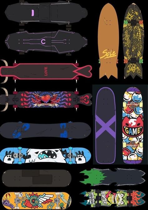 Sk8 The Infinity Boards, Anime Skateboard Aesthetic, Sk8 Skateboard Design, Skateboard Designs Art, Anime Skateboard Design, Skateboard Design Ideas Art, Sk8 The Infinity Skateboard, Cool Skateboards Designs, Cool Skateboard Decks