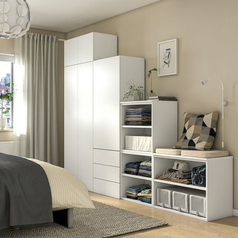 Platsa Ikea Ideas Bedroom, Platsa Ikea Ideas, Ikea Hack Lit, Thomas Bedroom, Ikea Bedroom Storage, Sloping Ceiling, Ikea Bed Hack, Armoire Ikea, Ikea Uk