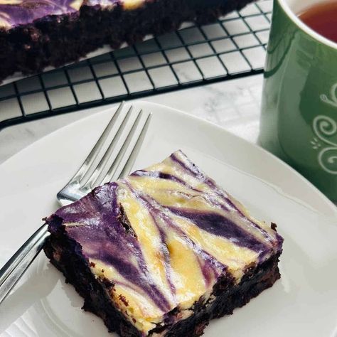 Home of Hassle-Free Cooking Ube Brownies Recipe, Ube Cream Cheese, Cheesecake Brownie Recipe, Cream Cheese Brownie, Ube Cheesecake, Ghirardelli Brownie Mix, Cheesecake Brownies Recipe, Ube Recipes, Cheese Brownies