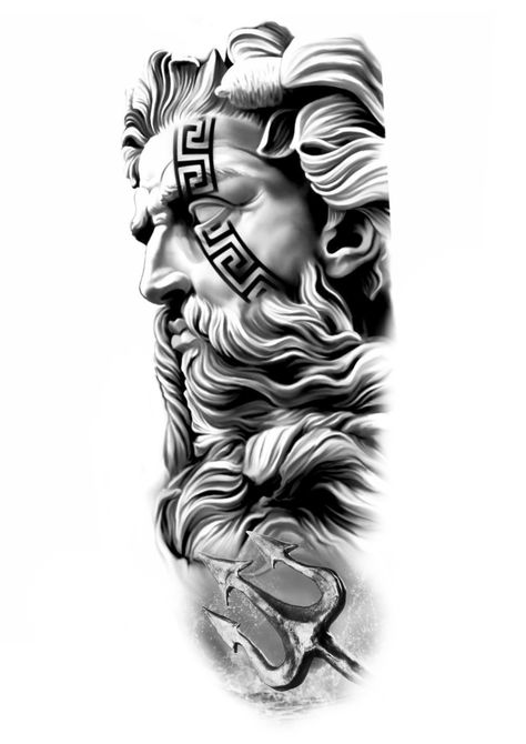 Zues Tattoo Forearm, Zeus Tattoo Design Ideas, Tattoo Prompts, Warriors Tattoo, Poseidon Tattoo, Zeus Tattoo, Inner Bicep Tattoo, Bicep Tattoo, Creative T Shirt Design