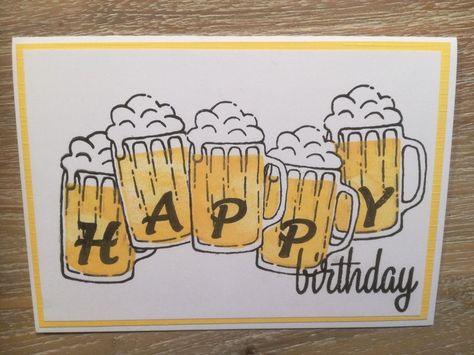 Beer Birthday Cards, Beer Card, Happy Birthday Cards Diy, Birthday Card Drawing, Diy Birthday Gifts For Friends, Masculine Birthday Cards, Bday Cards, Card Drawing, Birthday Cards For Men