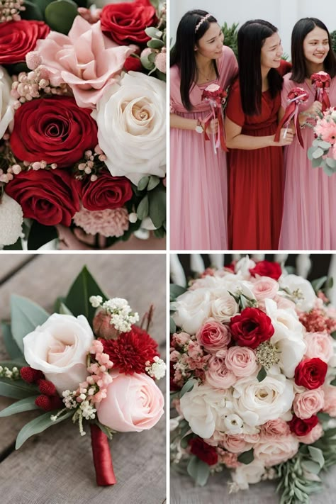 Red Wedding Color Palette, Wedding Color Schemes Red, Pink Wedding Color Palette, Red And Pink Wedding, Wedding Color Ideas Spring, Wedding Color Ideas Winter, Wedding Color Ideas Summer, Spring Wedding Color Ideas, Winter Wedding Color Ideas