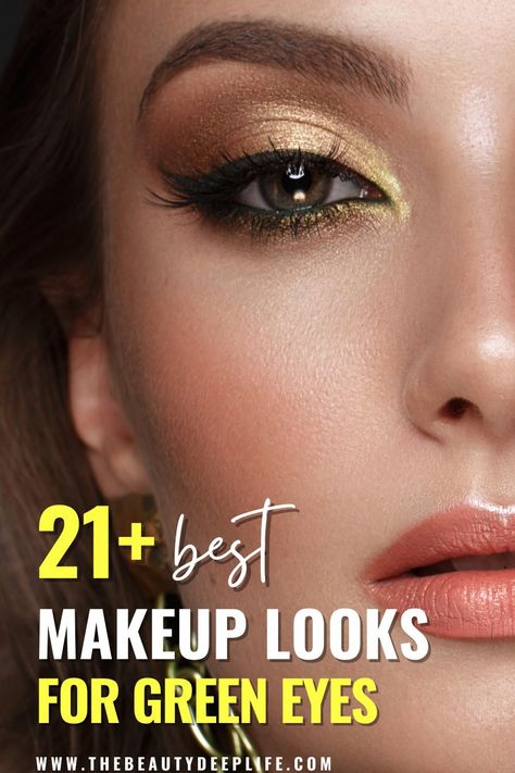 Light Eyeshadow Looks For Green Eyes, Makeup Looks 2023 Green Eyes, Evening Makeup Looks For Green Eyes, Makeup To Accentuate Green Eyes, Formal Makeup Looks For Hazel Eyes, Gold Eye Makeup For Green Eyes, Eyeshadow For Dark Green Eyes, Smoky Makeup For Green Eyes, How To Do Eye Makeup For Green Eyes