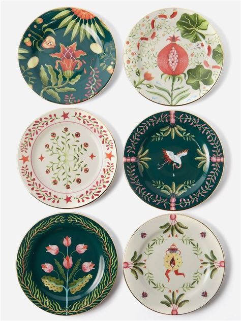 Botanical Print Pottery | Centsational Style Tableware Trends 2023, Vintage Ceramic Plate, Chalet Bathroom, Vintage Landscapes, Patterned Plates, Flower Bowl, Painted Plates, Pottery Crafts, Homewares Shop