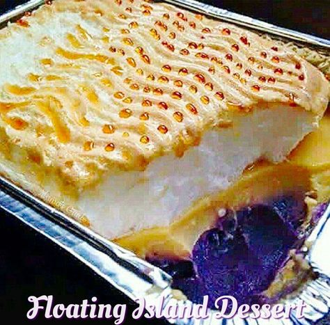 Floating Island Dessert, Dessert Recipes No Bake, Recipes No Bake, Filipino Dessert Recipes, Pinoy Dessert, Filipino Food Dessert, Monte Cristo Sandwich, Filipino Style, Purple Yam