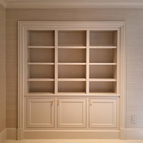 Bill Caudell on Instagram: “What to do when you don't want to take any space in the room? Recess it into the wall. A lovely bookcase addition to a (now) spacious guest…” Recessed Bookshelf, Recessed Bookshelf In Wall, Recessed Shelving, Recessed Shelves, Recessed Cabinet, Built In Bookcase, Bookshelves, Architecture House, Bookcase