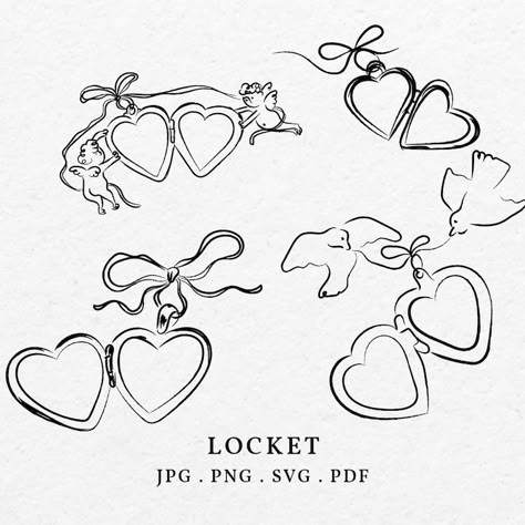 Locket Illustration, Heart Locket Tattoo, Locket Tattoos, Love Locket, Hand Drawn Heart, Drawn Heart, Doodle Icon, Heart Hands Drawing, Art Svg