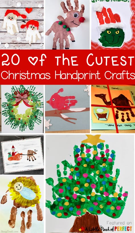 20 of the Cutest Christmas Handprint Crafts for Kids - Christmas Handprint Crafts For Kids, Handprint Crafts For Kids, Baby Christmas Crafts, Christmas Handprint Crafts, Nativity Ideas, Christmas Handprint, Handprint Christmas, Christmas Crafts For Toddlers, Footprint Crafts