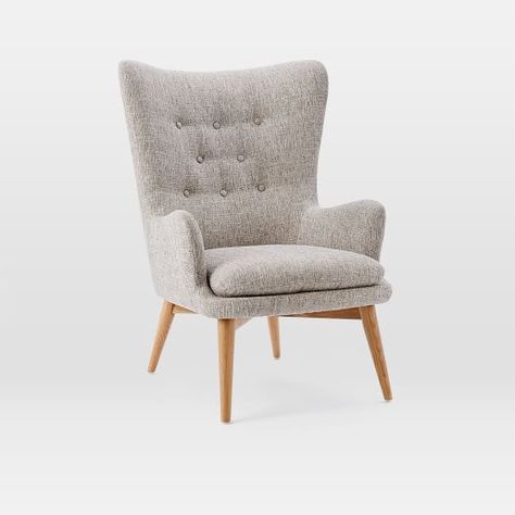 Niels Wing Chair | west elm Furnitur Ruang Keluarga, Scandinavian Chairs, Upholstered Chair, White Chair, Wing Chair, Bedroom Chair, Style At Home, Mid Century Furniture, West Elm