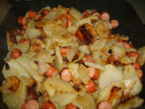 Potatoes and Hot Dogs Recipe | Mom's Secret Recipe Hot Dogs And Potatoes Recipe, Frugal Dinners, Hot Dog Casserole, Hot Dogs Recipes, Hot Dog Recipes, Dinner Bell, Potatoes Recipe, Dog Recipes, Secret Recipe