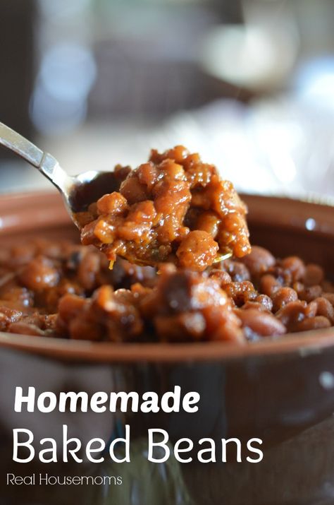 Homemade Baked Beans | Real Housemoms | #bakedbeans #bbq Baked Beans From Scratch, Homemade Baked Beans, Baked Bean Recipes, Dried Beans, Baked Beans, Bean Recipes, Polenta, Vegetable Side Dishes, Vegetable Dishes