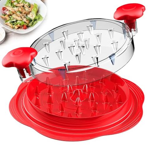 SURETIVIAN Chicken Shredder Large Chicken Breast Shredder Tool Twist with Brush&Fork, Visible Meat Shredder Machine, Anti-Slip Strip, Ergonomic Handle, BPA Free, Suitable for Pork Beef Chicken(Red) Meat Shredder, Shredder Machine, Kitchen Desks, Meat Grinder, Orange Chicken, Strongest Glue, Pet Chickens, Chicken Tacos, Bbq Chicken