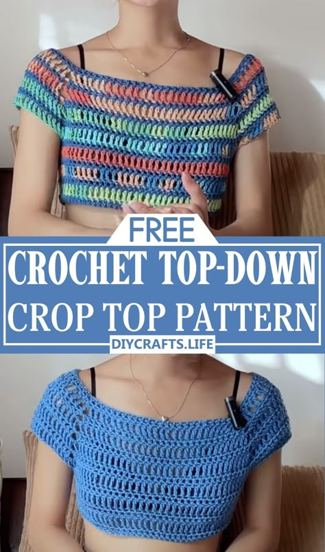 Learning Crochet, Crop Tops For Kids, Crop Top Pattern, Crochet Crop Top Pattern, Crochet Tops Free Patterns, Crochet Dresses, Crochet Summer Tops, Sweater Crochet, Crochet Inspo