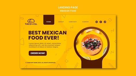 Landing page template for mexican food r... | Free Psd #Freepik #freepsd #food-landing-page #food-web #mexican-restaurant #restaurant-website Mexican Website Design, Mexican Restaurant Website Design, Chef Website, Mexican Food Restaurant, Restaurant Website Design, Swag Wallpaper, Mexican Street Food, Best Mexican Recipes, Restaurant Website