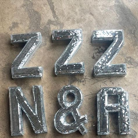 Lina Shamoon on Instagram: "Some disco letters I shipped out not too long ago 🪩 I love the “ZZZ” idea and how cute did the “&” sign come out? It was my first one I ever made 😍  #zzz #discoletters #ampersand #mosaicart #mirrorsbylina" Disco Letters, Big Little Basket, Stationery Ideas, Acrylic Letters, Letter I, Big Little, Letter S, Too Long, My Vibe