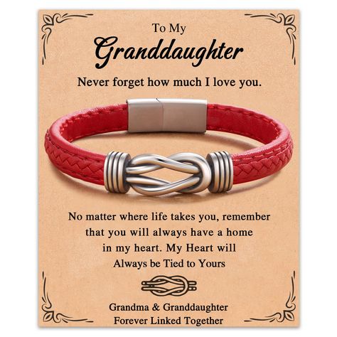 PRICES MAY VARY. [ Forever Link Together Bracelet ]: The link charm symbolizes "forever link together", bring it to your granddaughter, and whenever and wherever she sees the bracelet on her wrist, she'll be reminded that your love will always be there for her, and feel your heart are tied, grandma and granddaughter forever linked together [ Granddaughter Gifts from Grandma ]: The color red symbolizes luck and protection, and comes in a trendy bracelet design, great as granddaughter birthday gif 16th Birthday Gifts For Girls, 18th Birthday Gifts For Girls, Granddaughter Jewelry, Valentines For Daughter, Valentines Bracelets, Trendy Bracelet, The Color Red, Long Distance Relationship Gifts, Sweet 16 Gifts