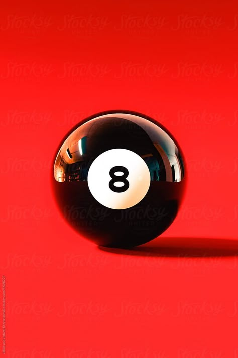 Macro render of Lucky Eight Ball on red felt. Fate and fortune concept. Red Pool Ball, 8 Ball Graphic, Red Objects, Random Painting, Snooker Balls, 8ball Pool, Modern Still Life, 8 Ball Pool, Eight Ball