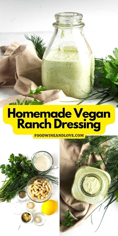 How to Make Vegan Ranch Dressing, a simple and delicious gluten free, soy free, nut based dressing or dip recipe. Dairy Free Ranch Dressing Recipe, Vegan Ranch Dressing Recipe, Easy Ranch Dressing, Homemade Vegan Ranch Dressing, Dairy Free Ranch Dressing, Vegan Bacon Bits, Homemade Ranch Dip, Vegan Ranch Dressing, Ranch Dressing Recipe