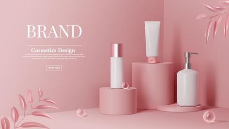 3d Banner, Cosmetics Advertising Design, Product Banner Design, Cosmetics Ads Design, Cosmetics Ads, Cosmetics Advertising Poster, Cosmetic Poster, Beauty Banner, Cosmetic Banner