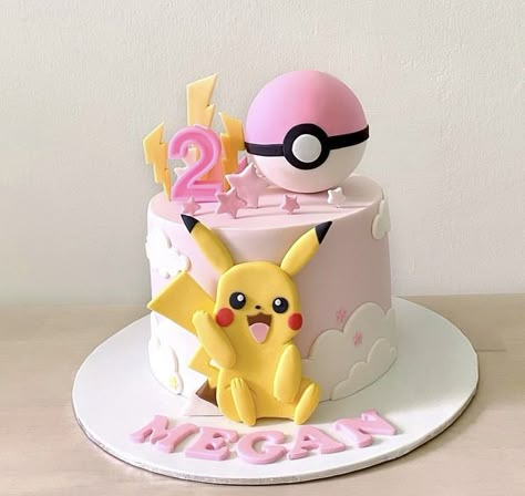 Pink Pikachu Birthday Party, Pastel Pokemon Party, Evie Cake Pokemon, Girl Pokémon Birthday, Pikachu Cake Pops, Pink Pokemon Cake, Pikachu Girl Birthday Party, Pokémon Girl Party, Girls 7th Birthday Cakes