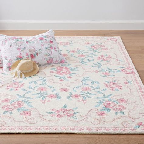 LoveShackFancy | Pottery Barn Teen Wren Nursery, Coquette Rug, Girly Rugs, Girl Nursery Rug, Pink Rug Bedroom, Fancy Pottery, Pink Floral Rug, Pink Floral Nursery, Loveshack Fancy