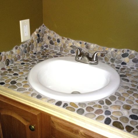 Such a cool bathroom vanity. Cool Bathroom Vanity, Jungle Bathroom, Cool Bathroom, Doorless Shower, Cabin Bathroom, Cabin Bathrooms, Mosaic Bathroom, Bathroom Redesign, Complete Bathrooms