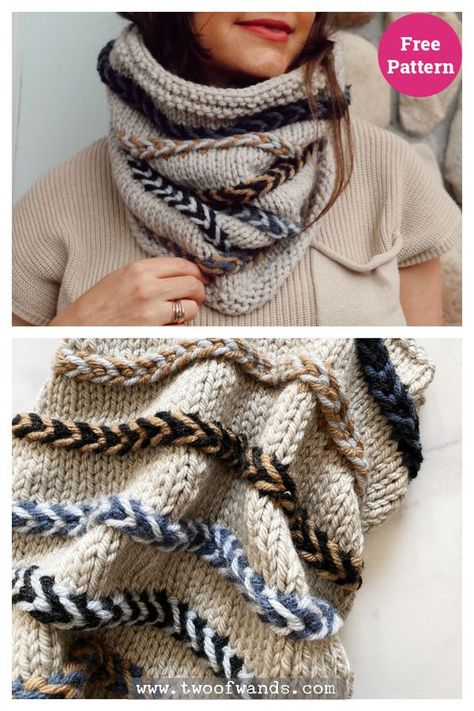 Tango Braided Cowl Free Knitting Pattern Braided Cowl, Infinity Scarf Knitting Pattern, Chunky Knit Cowl, Crochet Embellishments, Cowl Knitting, Crochet Scarfs, Infinity Scarf Pattern, Crochet Cozy, Cowl Knitting Pattern