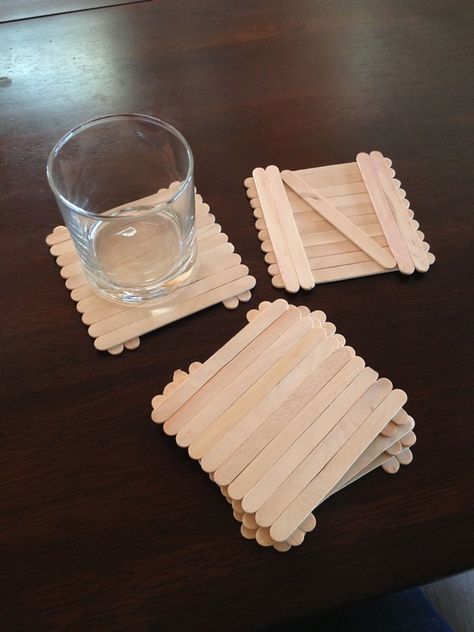 Popsicle Stick Coasters, Diy Honeycomb, Diy Popsicle Stick Crafts, Diy Hanging Shelves, Diy Popsicle, Crafts For Teens To Make, Wine Bottle Diy Crafts, Mason Jar Crafts Diy, Wine Bottle Diy