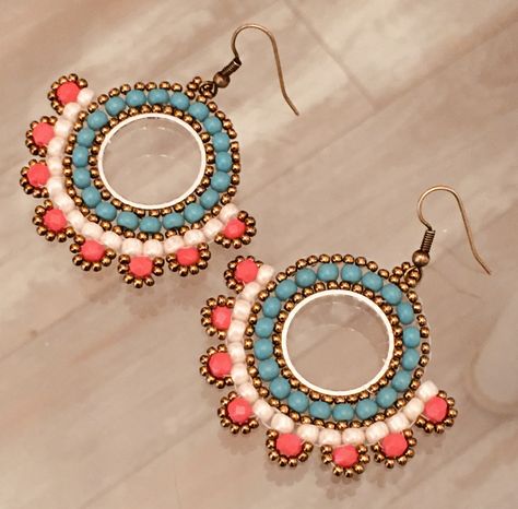 Circular Brick Stitch Earrings, Circular Brick Stitch, Earrings Handmade Tutorial, Diy Earrings Easy, Beaded Jewelry Pattern, Wire Wrapped Jewelry Diy, Beaded Earrings Diy, Brick Stitch Earrings, Beaded Jewels